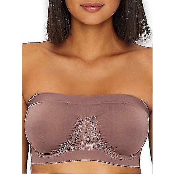 Ny Sömlös Bandeau BH Underkläder Utan Axelband Axelbandslös Tubtopp För Kvinnor Stor Storlek Kort Sexiga Underkläder brown XL