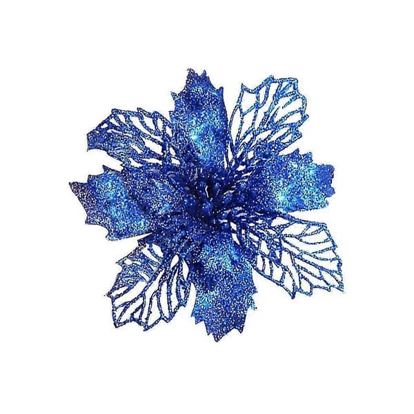 Juletræsornamenter Jule Simuleringsblomst Julepynt 10 stk. Blue