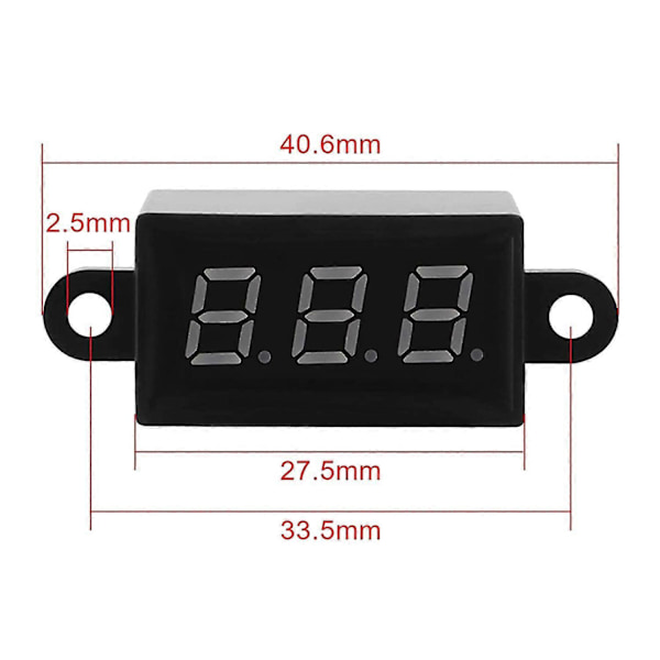 4 stk. Mini Digital Voltmeter 0.28 Tommer 2 Ledninger 3.0v-30v Digital Voltmeter D