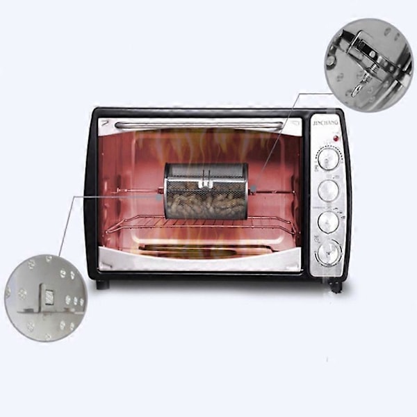 Rotisserie Grillkurv i rustfritt stål for steking av nøtter, bønner og peanøtter