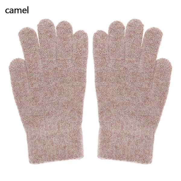 1 par Vinter Elastiska Ull Cashmere Cykelkörhandskar Hel Finger Vantar Dam Herr Mode Utomhus Skidhandskar Camel