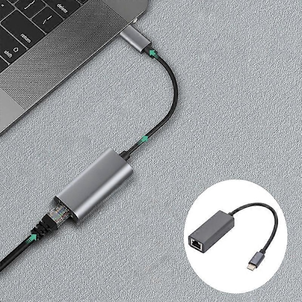 Ethernet-sovitin Type-C - RJ45 Liitäntäohjain Kevyt Kannettavan Tietokoneen Ethernet Type-C - RJ45 Kortti Tietokoneelle