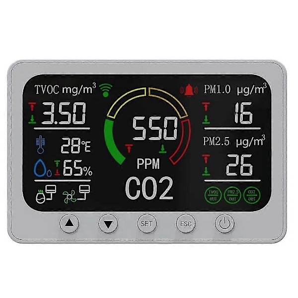 Pt02 Smart CO2 Måler Kvalitetsmonitor Med LCD Display Wifi Kontrol Kuldioxid Sensor Tester (P
