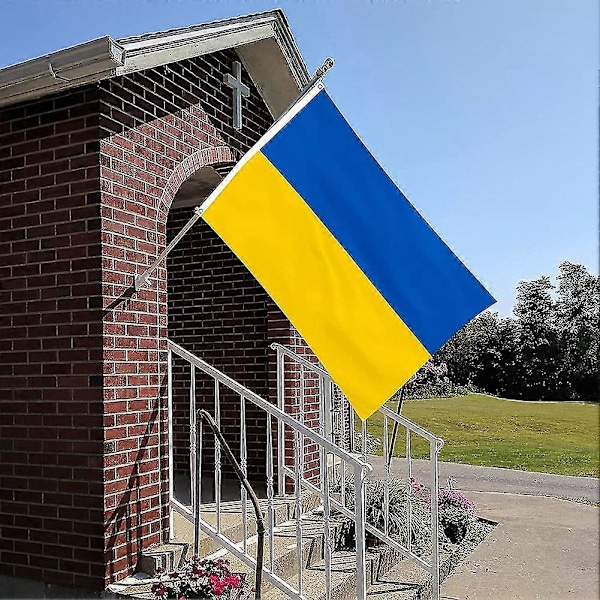 Ukrainan kansallispolyesteriliput ulko- ja sisäkäyttöön, kaksoisommeltu polyesteri messinkirenkailla