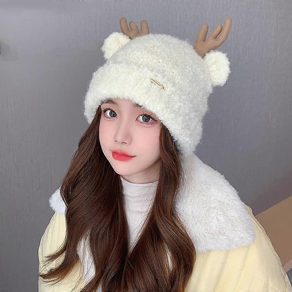 Cosplay Hat til Kvinder Mænd Jule Gevirform Hat Foldbar Ørebeskyttelse Hat White