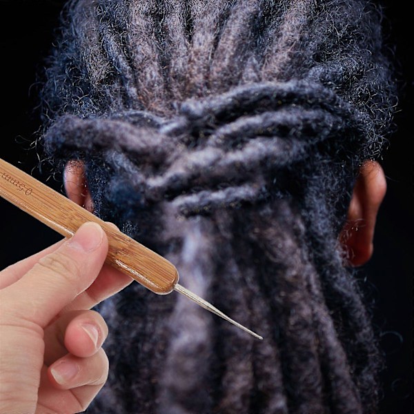3 kpl Dreadlock Virkkuukoukku Setti Bambukahva Loc Neula Hiusten Dreadlocks Virkkuukoukku Lukitustyökalu Locs Letitykseen