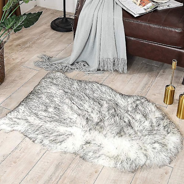 Tflycqluxury Mjukt Fuskfårskinnsöverdrag för Stol Sittdyna Plysch Pälsområdesmattor För Sovrum, 2ft X 3ft, Vit