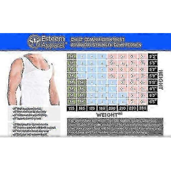 Kompressionsskjorta för män för att dölja gynekomasti/manboobs balck XL