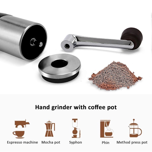 Manuell Kaffekvarn - Handkaffekvarn med Keramiska Burr 6 Justerbara Inställningar - Portabel Hand C