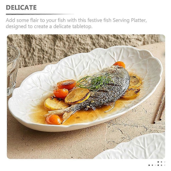 Serveringsfat Fisk Ångad Tallrik Keramisk Mattallrik Fisk Ångfat Keramisk Middagstallrik