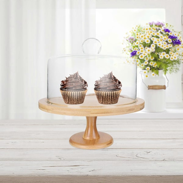 1 Set Enkel Bröllopstårta Träställ Dessertdisplay med Glaskupa