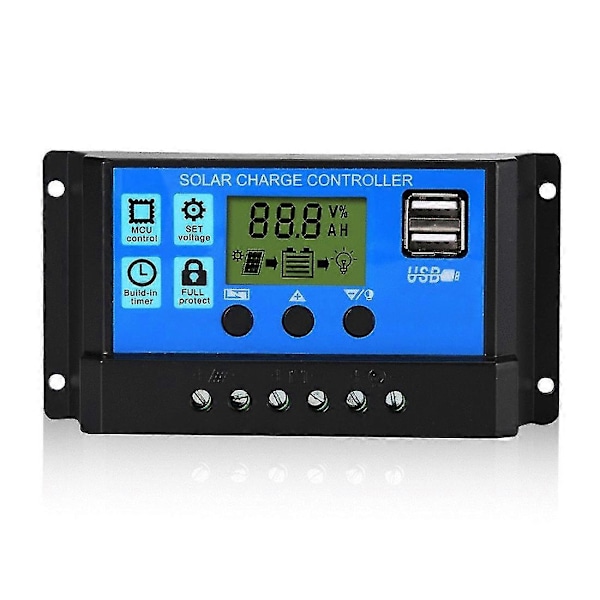 30a Solar Char Pwm S 12v 24v Auto Lcd Lcd-skjerm Dobbel Usb 5v Utgang Solar P