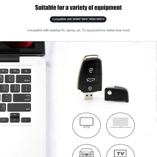 USB-muistitikku auton avaimen muotoinen USB-tikku pöytäkoneelle ja kannettavalle (16 Gt)