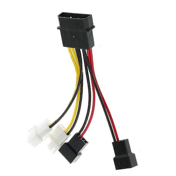 1kpl 4-nastainen Molex - 3-nastainen tuulettimen virtakaapelisovitinliitin tietokoneen jäähdytystuulettimen kaapelit 12v/5v Dc F