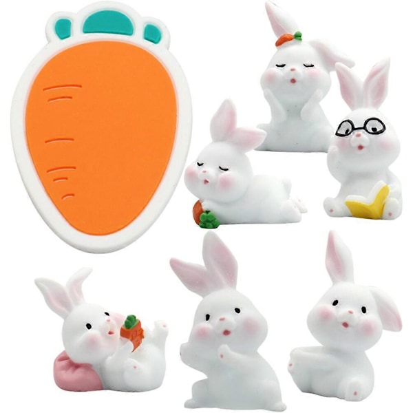 1 Setti Söpöjä Kani Miniatyyri Kani Figuriineja DIY Hartsi Pupu Koristeita Pääsiäisen Mikro Maisema Sisustukseen