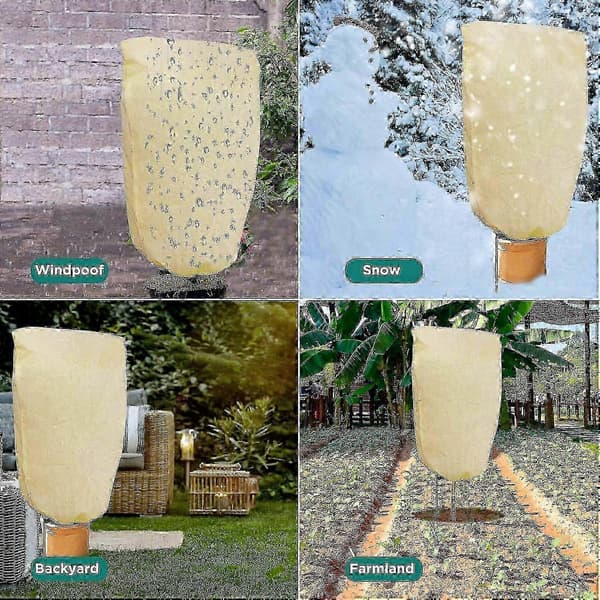 Vinterbeskyttelse for planter, vinterbeskyttelse for potteplanteposer, beige, solid, 100 x 80 cm
