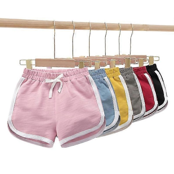 Pojkar Flickor 100% Bomull Sportshorts Sommar Kontrast Kantning Delfin Shorts Barn Atletisk Gym Kläder Random 3pcs 4T
