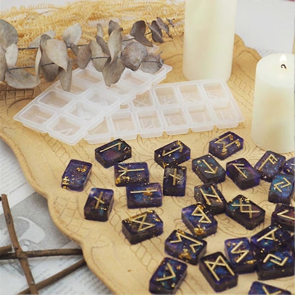 2 stk. DIY Rune Symbol Resin Forme Spejl Energi Tegn Krystal Epoxy Silikoneform
