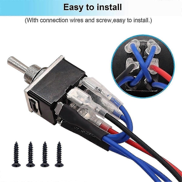 Vippströmbrytare Momentan 6-Pin 3-Positioner (ON)-Off-(ON) Upp/Ner Polaritetsomkopplare med Panel, Kablar och Kåpa