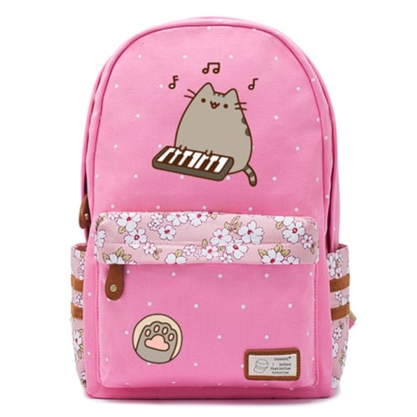 Fet katt mochila söt canvasväska kawaii ryggsäck ungdom axelväska style 10