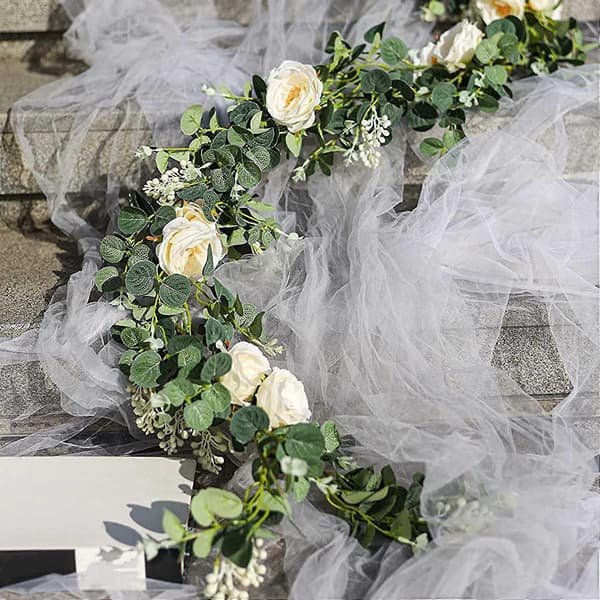 2 Pakke Eukalyptus Girlander Med Champagne, Grønt Girlander Bulk Kunstig Silke Blomster Eukalyptus