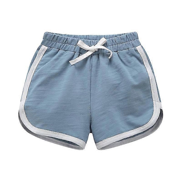 Pojkar Flickor 100% Bomull Sportshorts Sommar Kontrast Kantning Delfin Shorts Barn Atletisk Gym Kläder Blue 5T