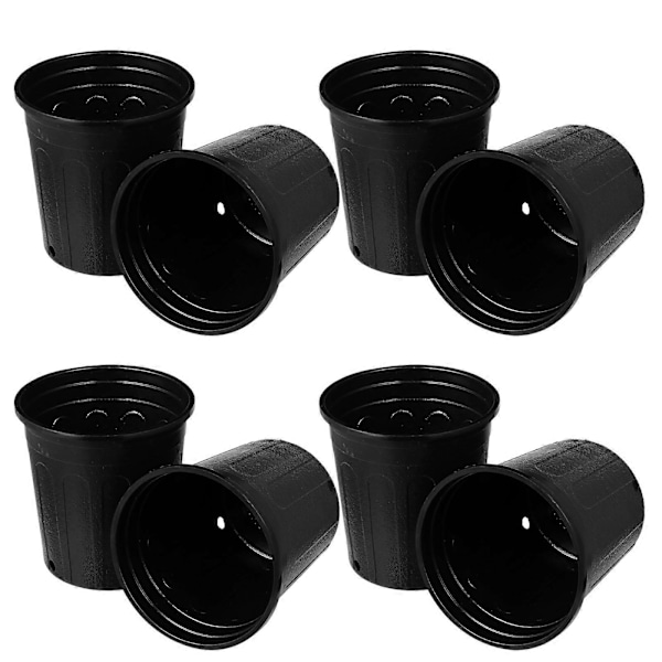 10 stk. Simpel Gallon Potte Blomsterkrukke Have Plastik Plante Planteskolepotte (Sort)