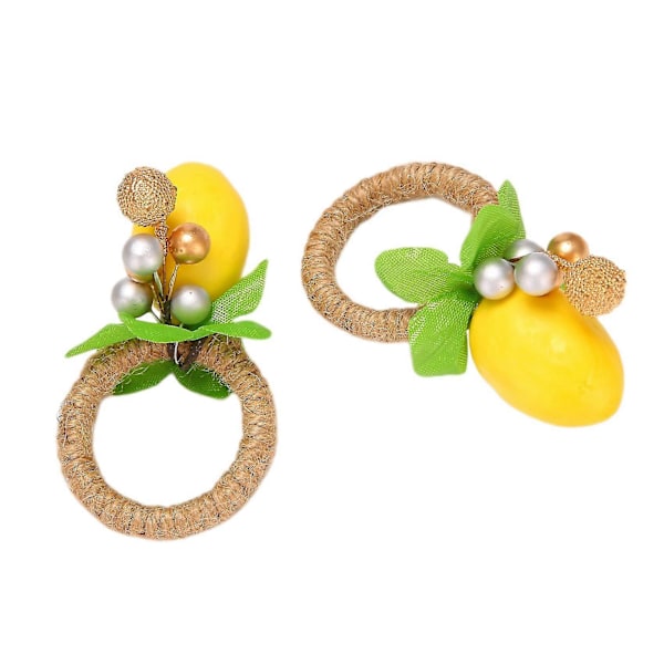 Citron Frukt Servettringhållare Citron Vinranka Blad Servettring Spänne Pärlservettring För Middagsbjudning