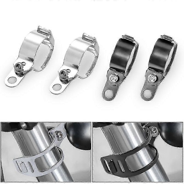 Motorcykel 35-51mm Metall Främre Gaffel Fäste Klämma Blinkers Ljus Svart Silver Fäste Hållare För Cafe Racer Sportmotorcyklar