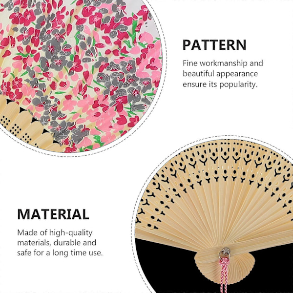 5 stk. japansk stil håndvifte blomstermønster sammenleggbar håndvifte vintage vifte (tilfeldig stil)