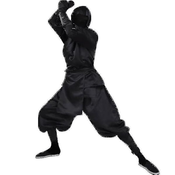 Halloween-asu japanilainen musta ninja cosplay -asu miehille L