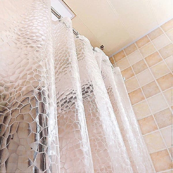 Klar Eva Duschdraperifoder Vattentätt Transparent 3D Vattenkvadrat Badrumsdraperi I 71 Tum X