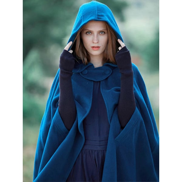 Dam Huva Kappa Poncho Jacka Stor Ledig Ytterkläder Vinter Blue L