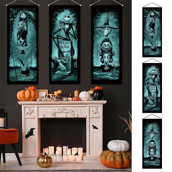 Halloween Party Tillbehör The Nightmare Before Christmas Hängande Banner Bakgrund Heminredning Gåvor style 1