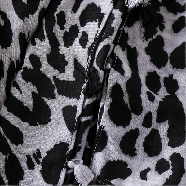 Lång damscarf Dubbel Bomullssjal Present Leopardsjal Grå