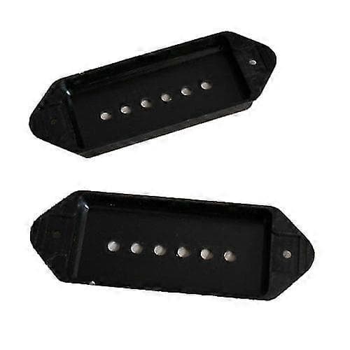 Ett par P-90 P90 Dog-ear Gitarr Pickup Skydd Svart (c42)