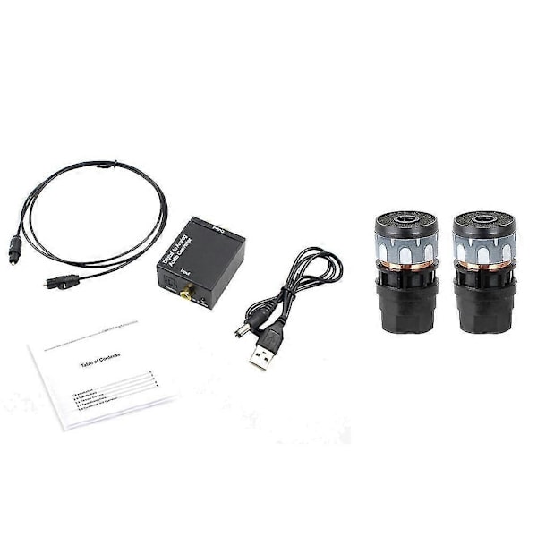 Optisk Koaksial Toslink Digital til Analog Audio Konverter Adapter RCA L/r 3.5mm Med N-813 2stk Mikrofon