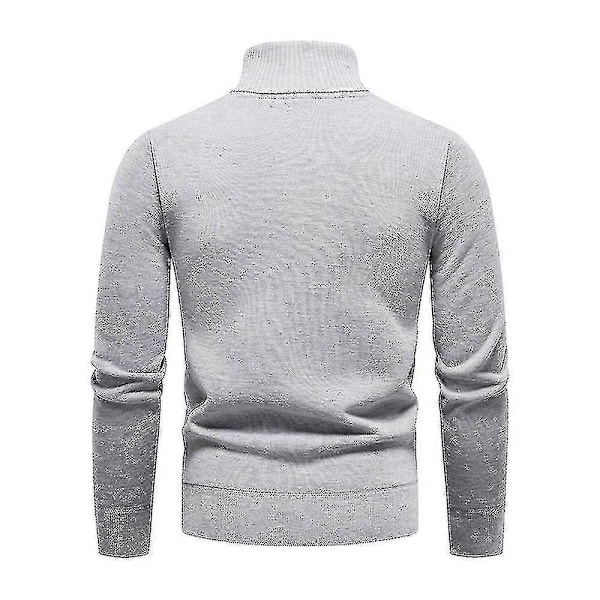 Herr Enfärgad Polokrage Basic Tröja Vinter Slim Fit Tjock Stickad Varm Pullover Topp Grey L