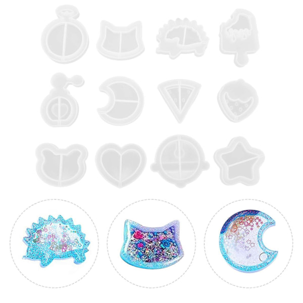 12 st Hänge Silikon Resin Form Epoxiform Hängtillverkningsform för DIY