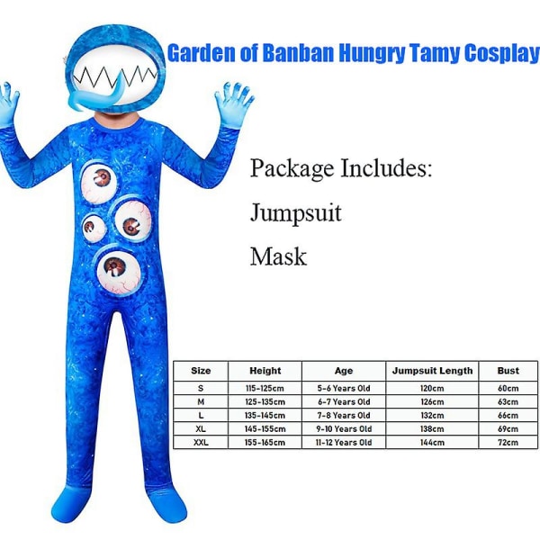 Unisex 2023 New Garden Of Banban Hungry Tamy Cosplay för barn Skräck ögonmonster Halloween kostym barn Height 115-125cm