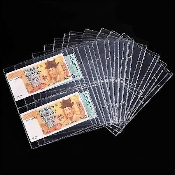 10 st Valutasidor Transparenta 2-ficks PVC Papperspengar Skyddsfickor för Hemmet