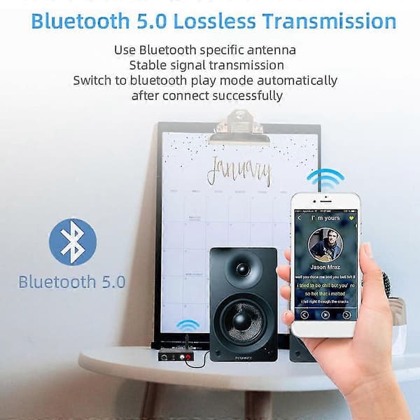 Bluetooth DAC Digital til Analog Audio Konverter med Bluetooth Mottaker med Volumkontroll