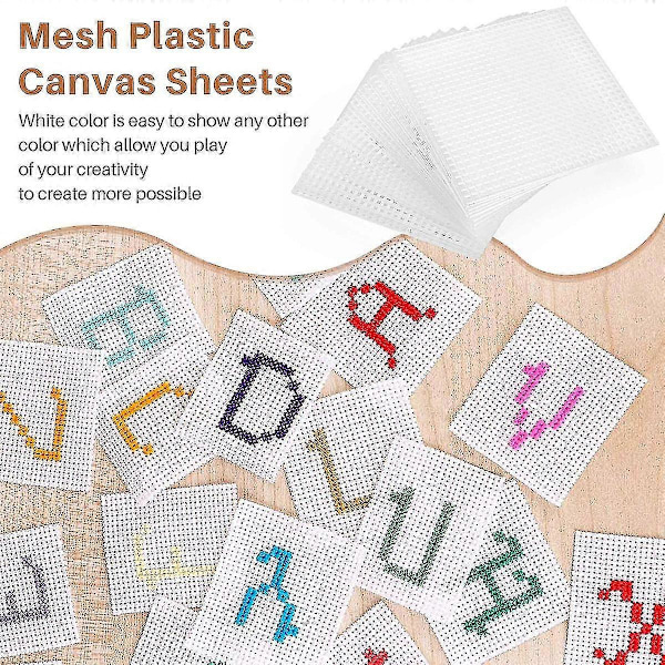30 Stycken Plastnät Canvas Ark För Broderi, Akrylgarn Hantverk, Stick- Och Virkprojekt