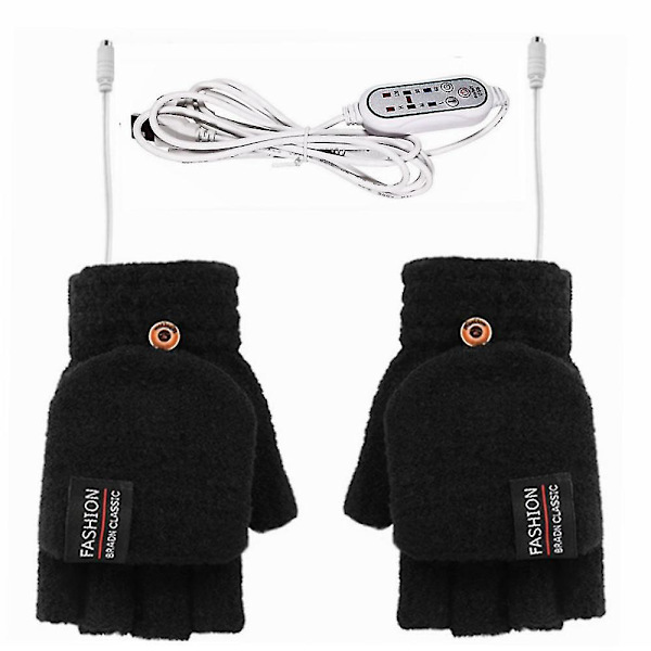 Elektriska Vinterhandskar Isolering USB Uppvärmda Handskar black