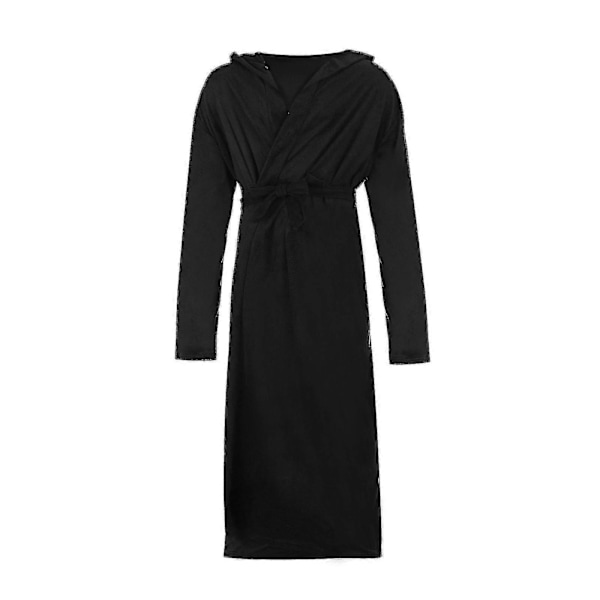 Miesten kylpytakit, hotellin, kodin ja kylpylän froteekylpytakki, fleecekylpytakki, pehmeä pitkä hupullinen kylpytakki black 4XL