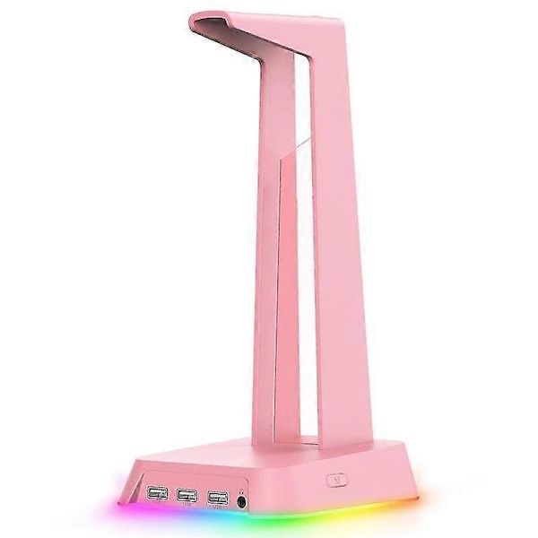 Rgb Gaming Hodetelefonstativ Datamaskin Headset Skrivebordsdisplayholder Lysende Logo Med 3 Usb Og 3.5