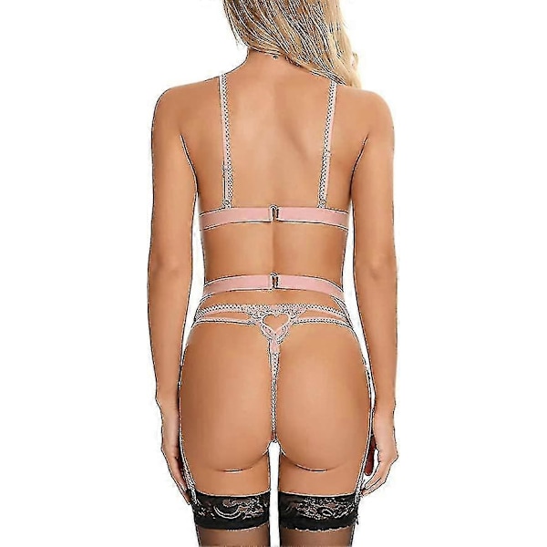 Damunderkläder Axelbandslös Frontspänne Lyft-BH, Trådlös Halkfri Osynlig Push Up Bandeau Pink L