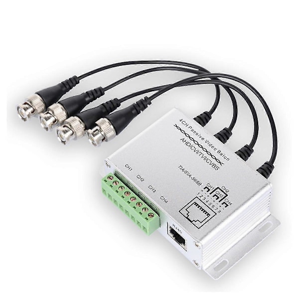 4-kanals HD CVI/TVI/AHD Passiv Transceiver 8-kanals Video Balun Adapter Sändare BNC Till UTP Cat5/5e