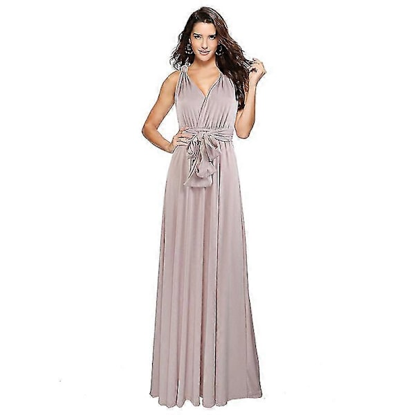 Kvinners Aften Multi Way Wrap Brudepike Formell Lang Maxi Kjole Ysm2035 bean paste color L