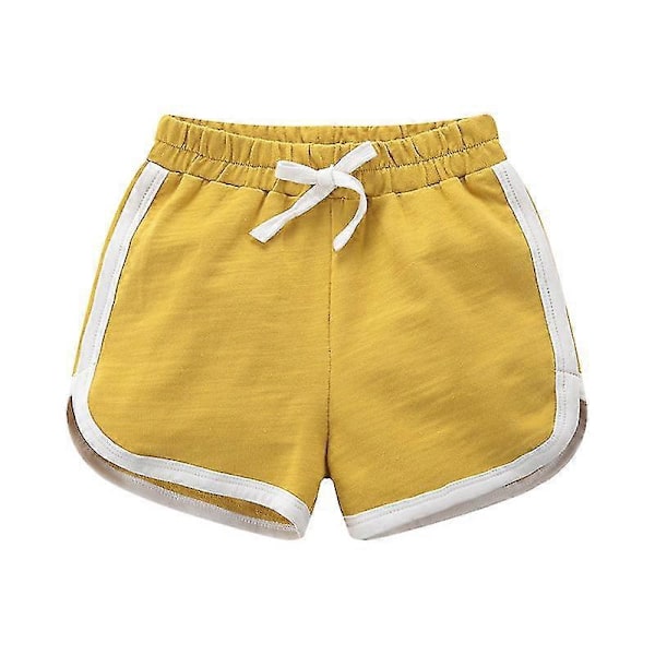 Gutter Jenter 100% Bomull Sportsshorts Sommer Kontrastbinding Delfin Shorts Barn Atletisk Gymtøy Yellow 5T